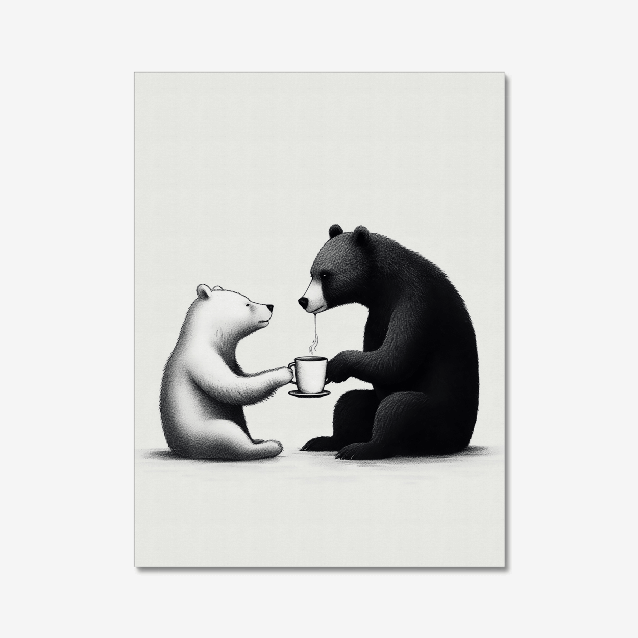 Bears sharing coffee